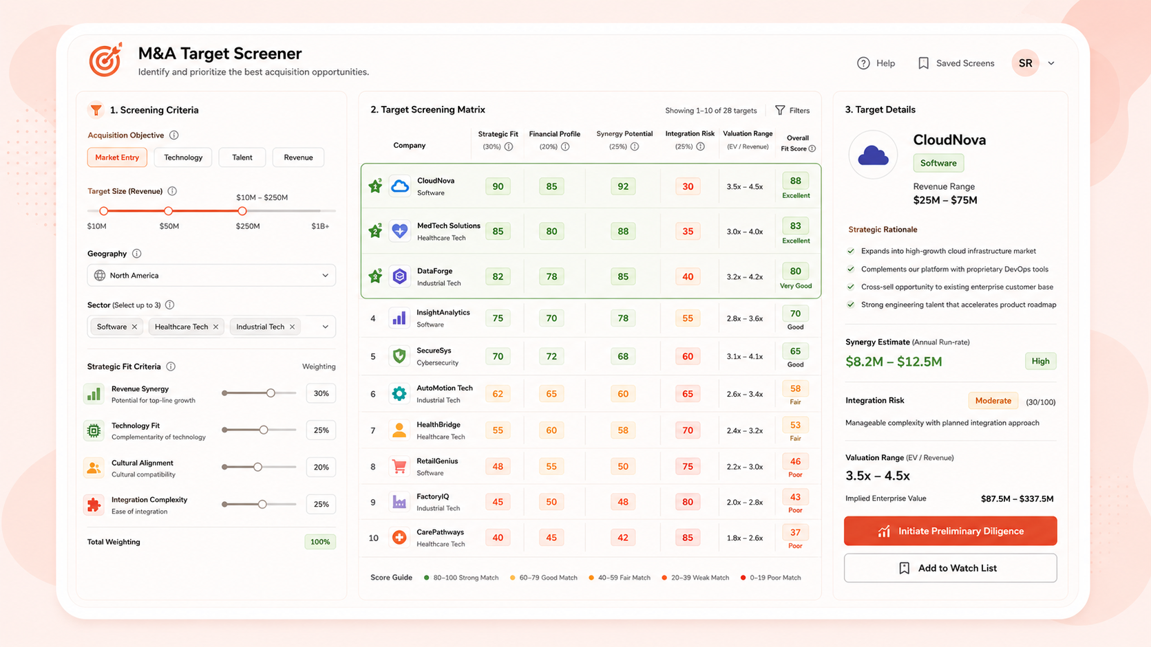 M&A Target Screener
